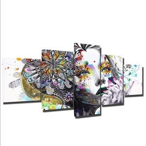 Psychedelic Girl  5 Panel Canvas Print